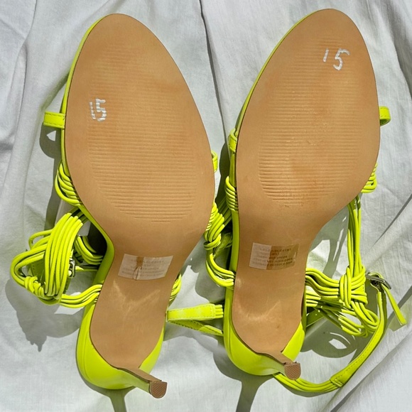 NWOT Vibrant Green Wrap Knot Woven Stiletto Open Toe Heels - Picture 7 of 7